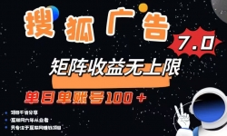 （14433期）最新搜狐广告变现项目，单日单账号100+，可矩阵无限放大