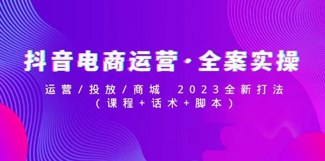 抖音电商运营·全案实操：运营/投放/商城 2023全新打法(课程+话术+脚本)-皓收集 | 网创宝典