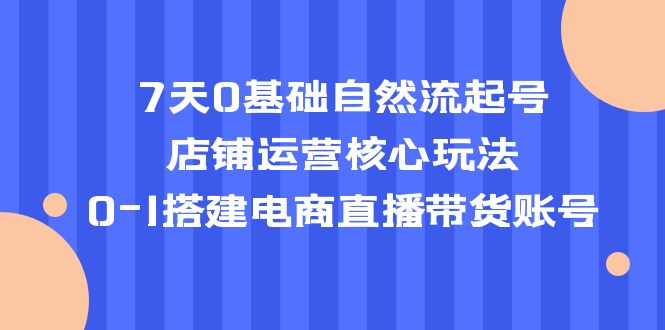 119最新7天0基础自然流起号，店铺运营核心玩法，0-1搭建电商直播带货账号