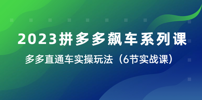 2023拼多多飙车系列课，多多直通车实操玩法（6节实战课）-19资源网-冒泡网-中赚网论坛