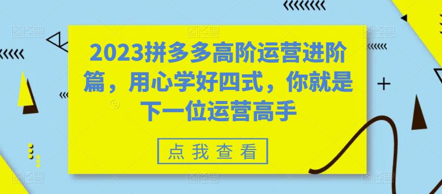 596拼多多高阶运营进阶篇，用心学好四式，你就是下一位运营高手