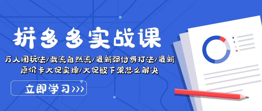 拼多多·实战课：万人团玩法/截流自然流/最新强付费打法/最新原价卡大促.. -皓收集 | 网创宝典