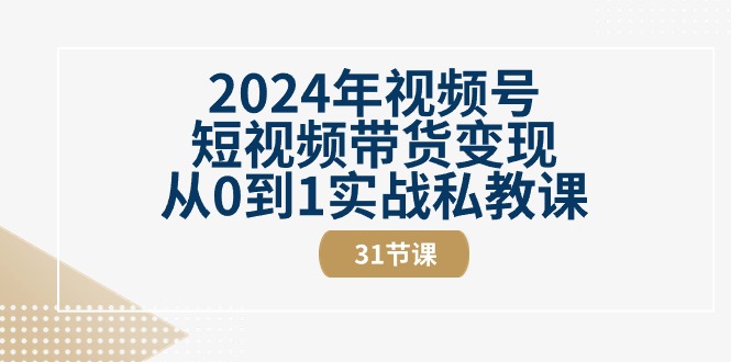 2024年视频号短视频带货变现从0到1实战私教课（31节视频课）-951博客