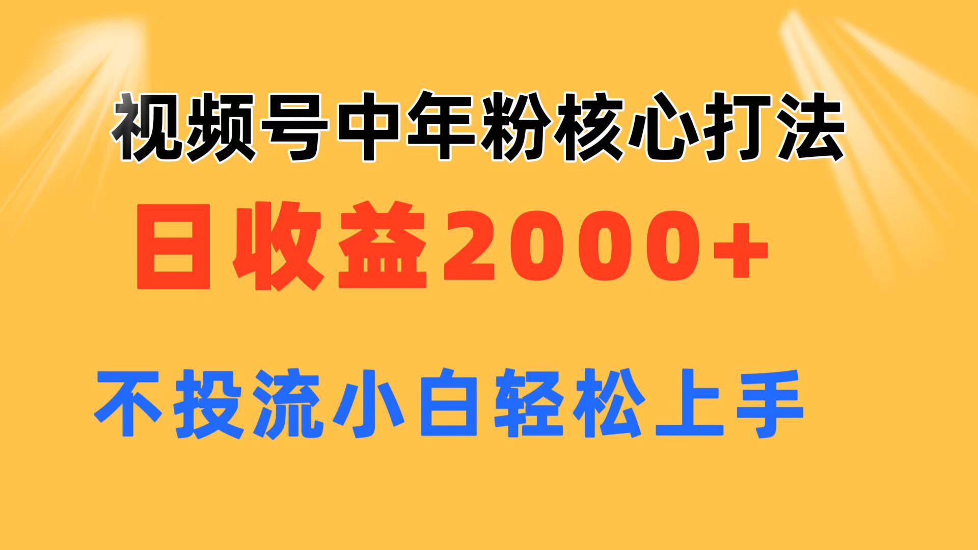 视频号中年粉核心玩法 日收益2000+ 不投流小白轻松上手-皓收集 | 网创宝典