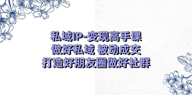 私域IP-变现高手课：做好私域 被动成交，打造好朋友圈做好社群（18节）-皓收集 | 网创宝典