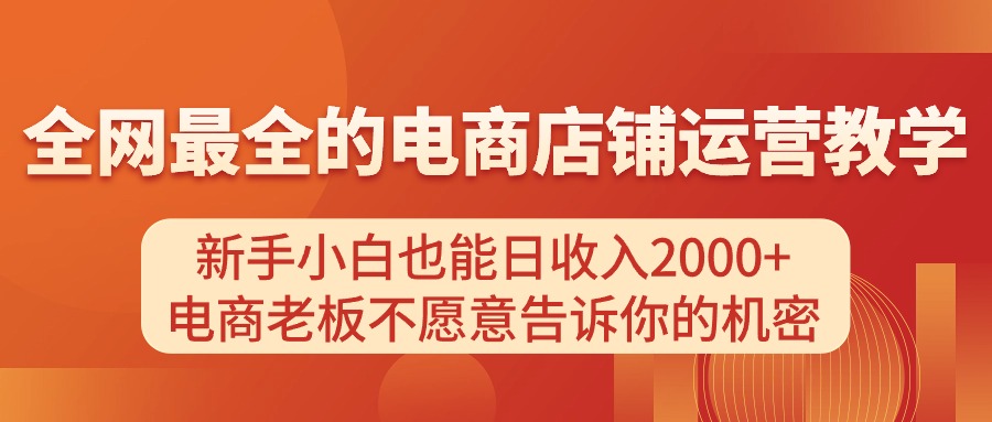 电商店铺运营教学，新手小白也能日收入2000+，电商老板不愿意告诉你的机密 -皓收集 | 网创宝典