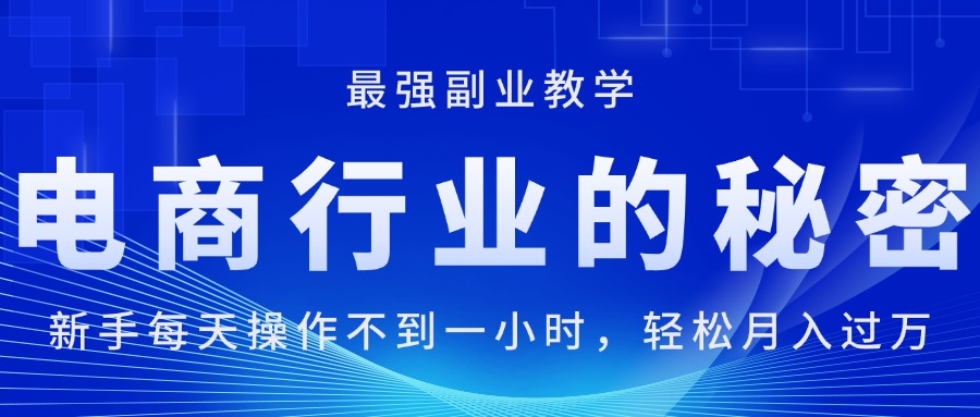 电商行业的秘密，新手每天操作不到一小时，月入过万轻轻松松，最强副业…-皓收集 | 网创宝典