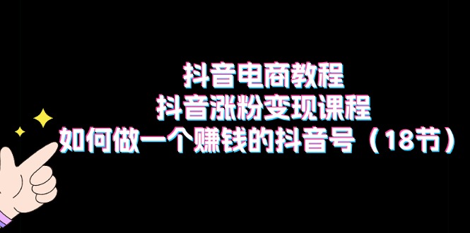 (11436期）抖音电商教程：抖音涨粉变现课程：如何做一个赚钱的抖音号（18节）-北少网创