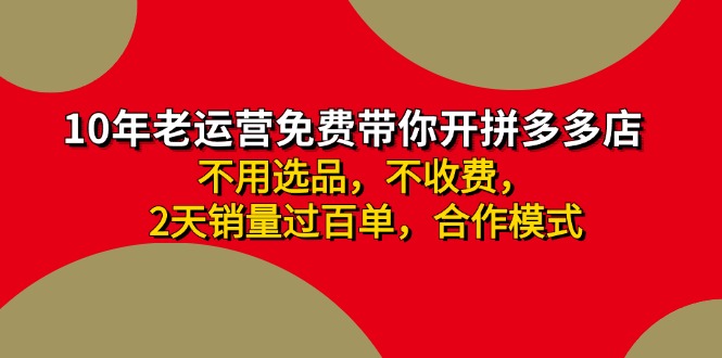 (11576期）拼多多-合作开店日入4000+两天销量过百单，无学费、老运营教操作、小白...-北少网创