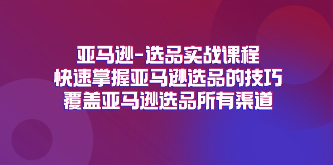 (11620期）亚马逊-选品实战课程，快速掌握亚马逊选品的技巧，覆盖亚马逊选品所有渠道-北少网创