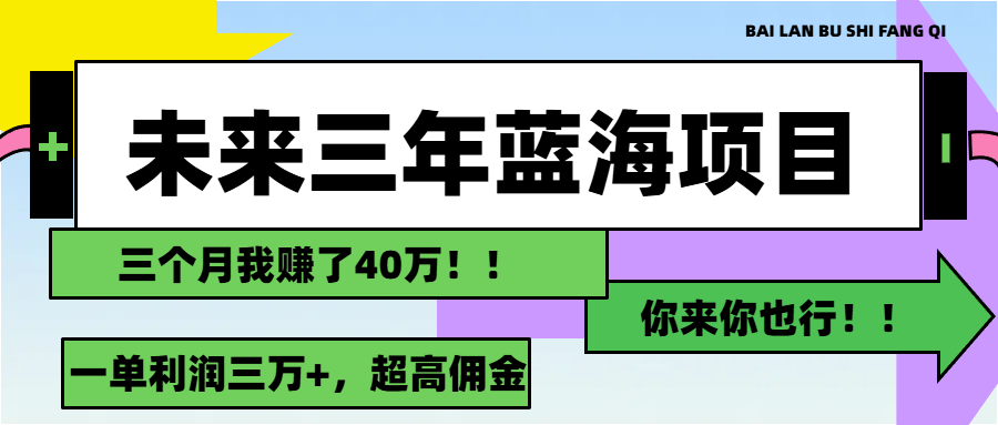 未来三年，蓝海赛道，月入3万+-皓收集 | 网创宝典