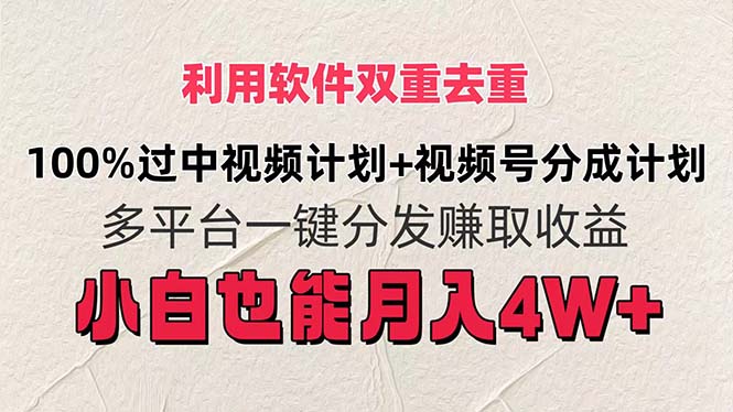 (11862期）利用软件双重去重，100%过中视频+视频号分成计划小白也可以月入4W+-北少网创