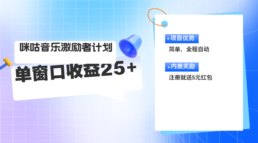 (11942期）咪咕激励者计划，单窗口收益20~25，可矩阵操作-北少网创