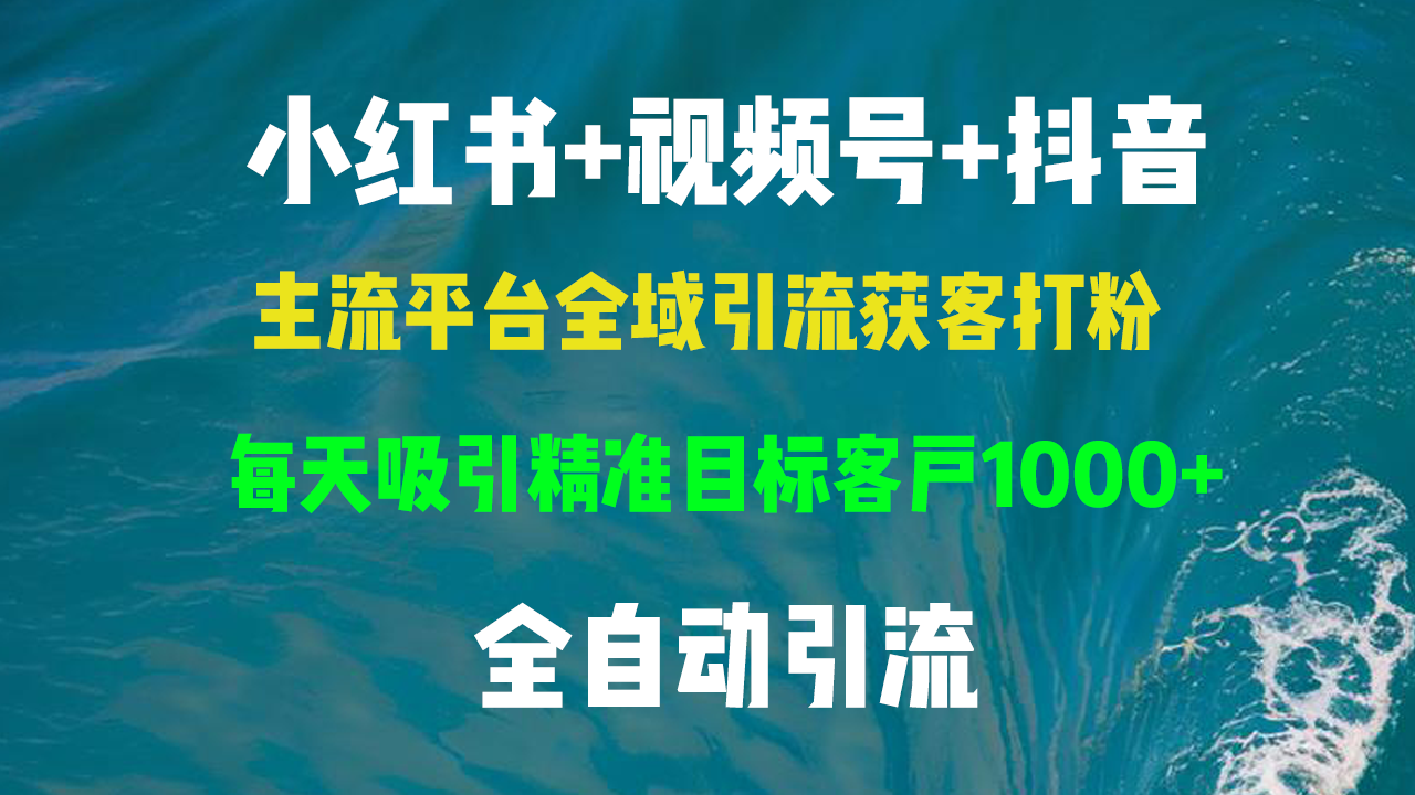 (13103期）小红书，视频号，抖音主流平台全域引流获客打粉，每天吸引精准目标客户...-北少网创