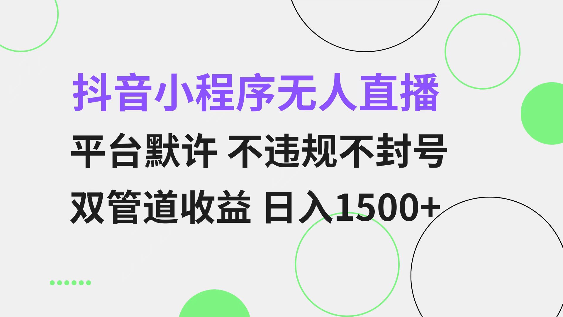 (13276期）抖音小程序无人直播 平台默许 不违规不封号 双管道收益 日入1500+ 小白...-北少网创