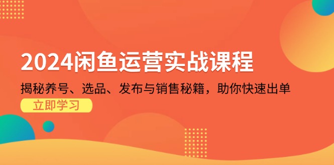 (13290期）2024闲鱼运营实战课程：揭秘养号、选品、发布与销售秘籍，助你快速出单-北少网创