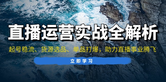 (13294期）直播运营实战全解析：起号稳流、货源选品、单品打爆，助力直播事业腾飞-北少网创