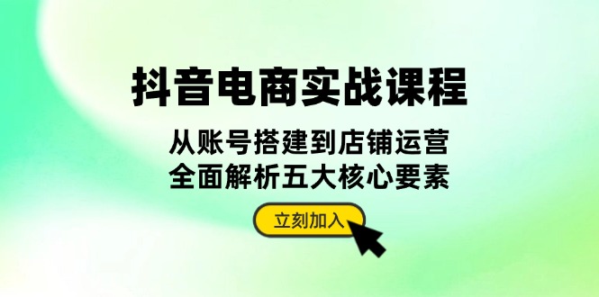 (13350期）抖音 电商实战课程：从账号搭建到店铺运营，全面解析五大核心要素-北少网创