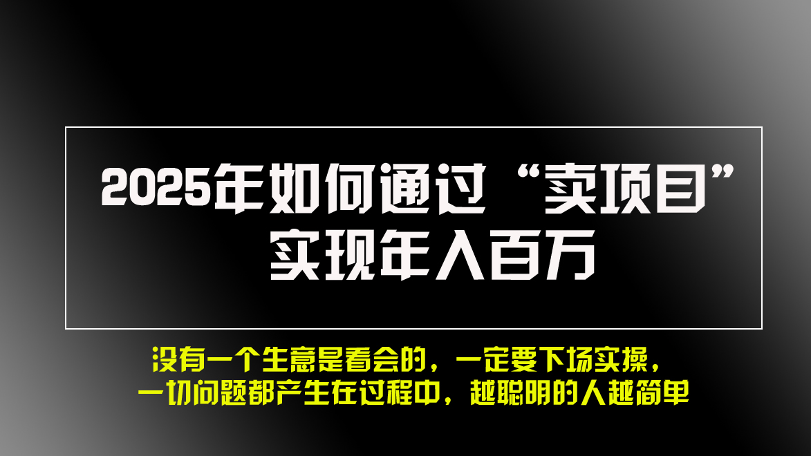 2025年如何通过“卖项目”实现年入百万，做网赚必看！！_酷乐网