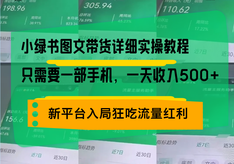 (13509期）小绿书图文带货详细实操教程，只需要一部手机，一天收入500+，轻松变现-北少网创