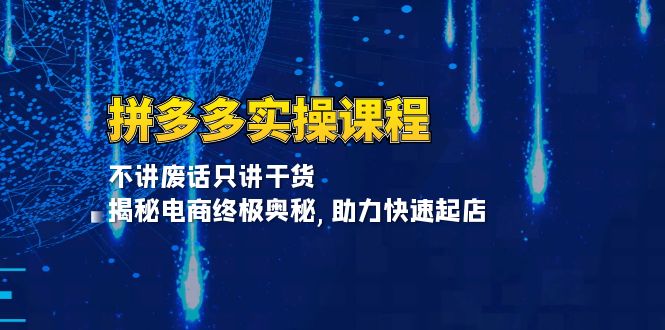 (13577期）拼多多实操课程：不讲废话只讲干货, 揭秘电商终极奥秘,助力快速起店-北少网创