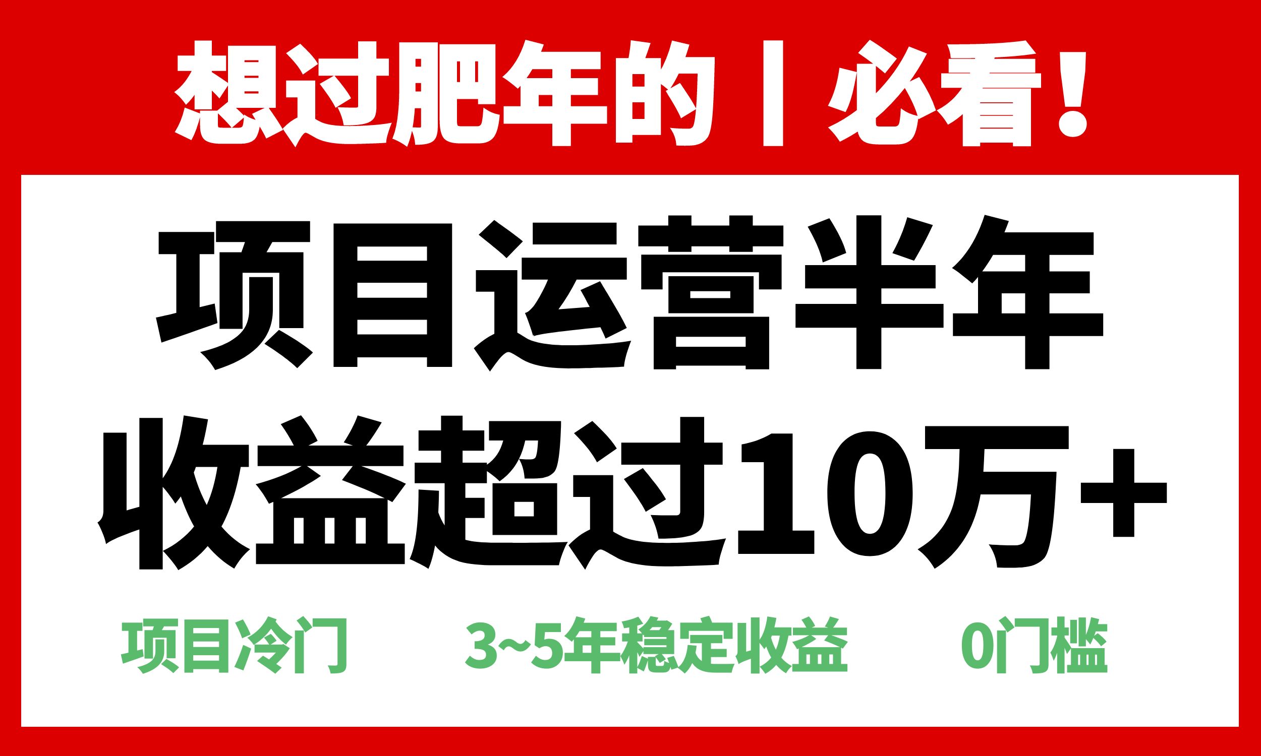 （13663期）年前过肥年的必看的超冷门项目，半年收益超过10万+，-小白项目网