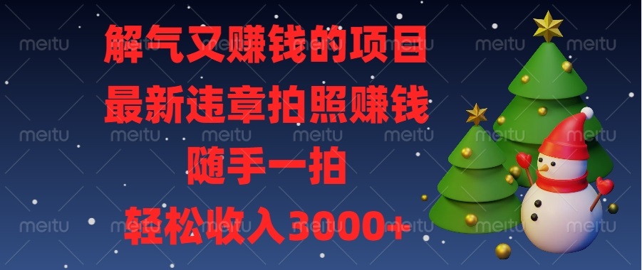 解气又赚钱的项目，最新违章拍照赚钱，随手一拍，轻松收入3000+_酷乐网