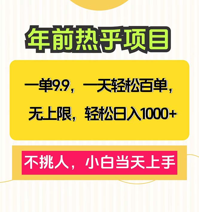 (13795期）一单9.9，一天百单无上限，不挑人，小白当天上手，轻松日入1000+-北少网创