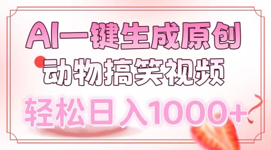 (13884期）AI一键生成原创动物搞笑视频，轻松日入1000+-北少网创