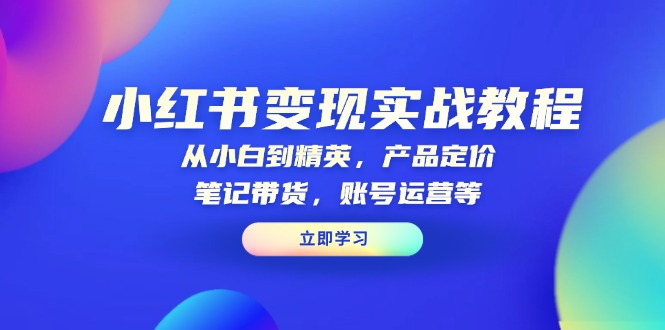 小红书变现实战教程：从小白到精英，产品定价，笔记带货，账号运营等_酷乐网