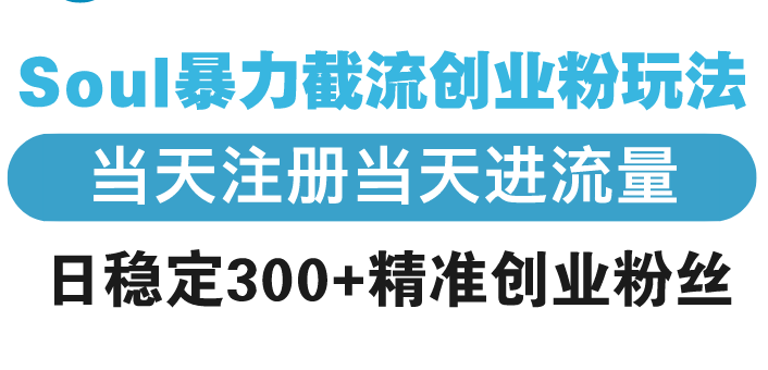 Soul暴力截流创业粉玩法，当天注册当天进流量，日稳定300+精准创业粉丝_酷乐网