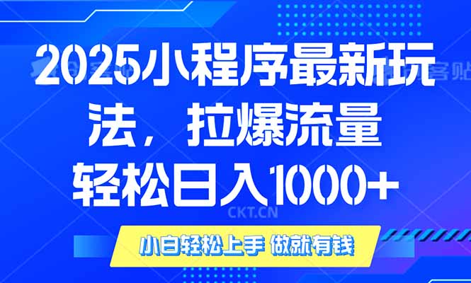 2025年小程序最新玩法，流量直接拉爆，单日稳定变现1000+_酷乐网