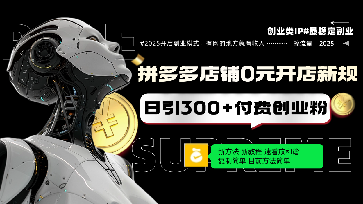 (14092期）拼多多店铺0元开店新规，日引300+付费创业粉，目前方法简单复制粘贴可矩阵-北少网创