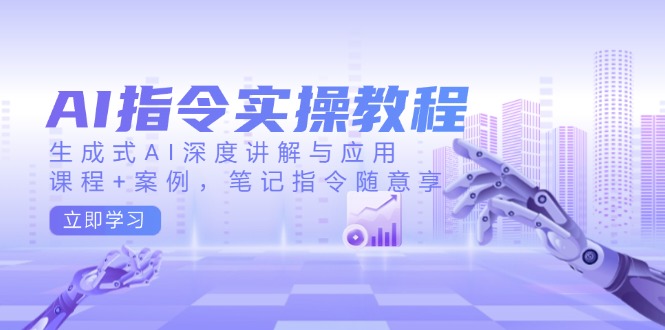 AI指令实操教程，生成式AI深度讲解与应用，课程+案例，笔记指令随意享_酷乐网