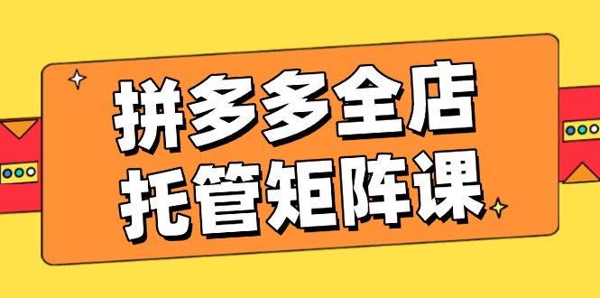 拼多多全店托管矩阵课，盈利动销玩法，高效计划设置，提升店铺效益_酷乐网