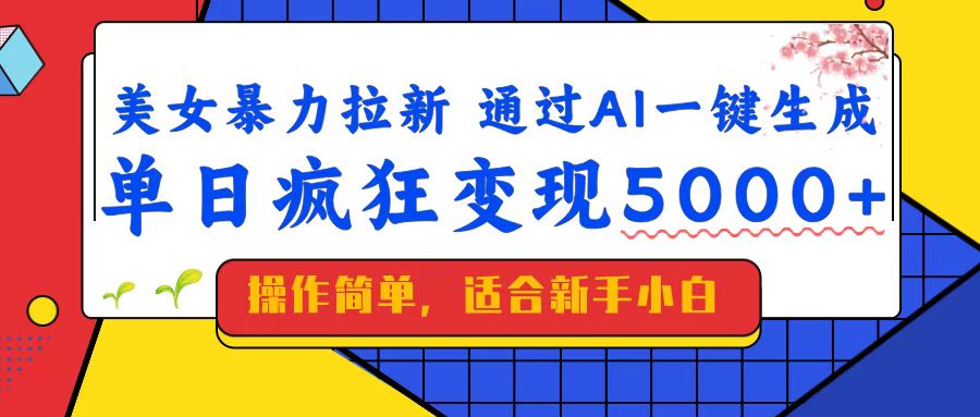 (14347期）美女暴力拉新，通过AI一键生成，单日疯狂变现5000+，纯小白一学就会！-北少网创