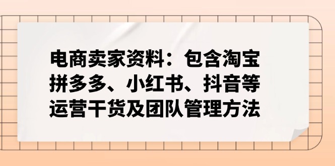 (14354期）电商卖家资料：包含淘宝、拼多多、小红书、抖音等运营干货及团队管理方法-北少网创