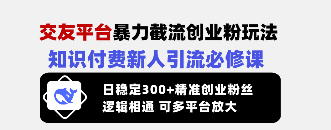 交友平台暴力截流创业粉玩法，知识付费新人引流必修课，日稳定300+精准…_酷乐网