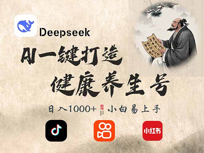 (14520期）DeepSeek做养生号，一条作品涨粉2万+，轻松日入300+-北少网创