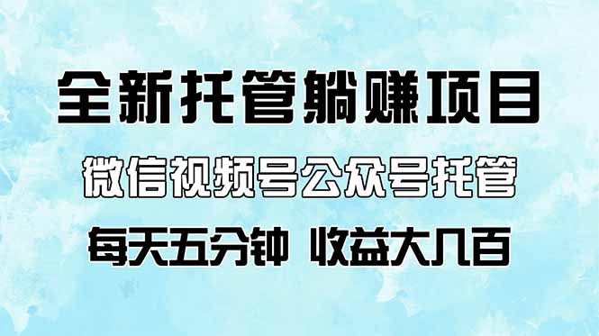 全新托管躺赚项目，微信视频号公众号托管代运营，每天五分钟，收益大几百_酷乐网