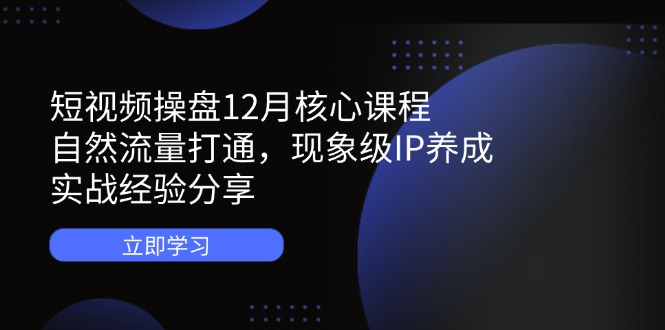 短视频操盘12月核心课程：自然流量打通，现象级IP养成，实战经验分享_酷乐网