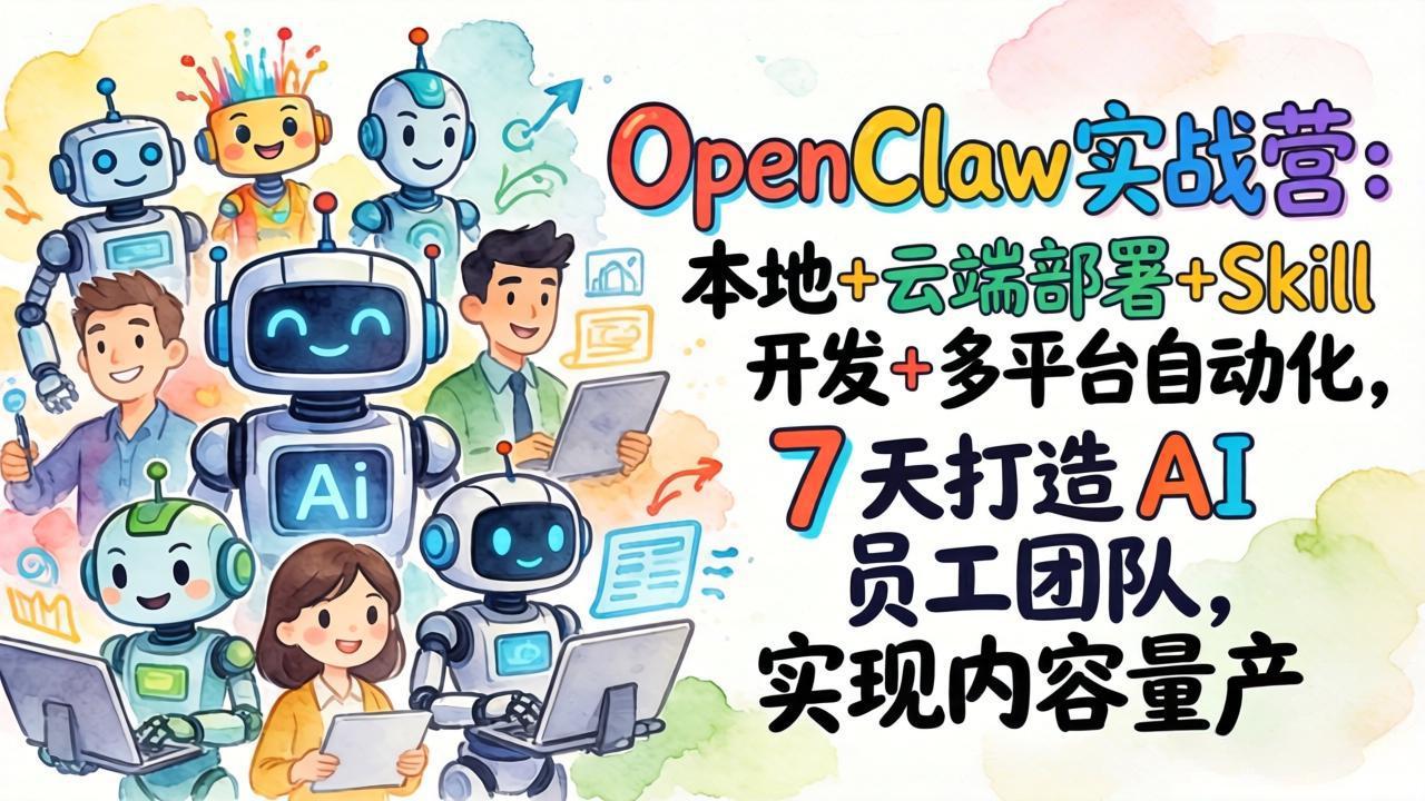 ��17673�ڣ�OpenClawʵսӪ-���£�����+�ƶ˲���+Skill����+��ƽ̨�Զ�����7�����AIԱ���Ŷ�+ʵ����������